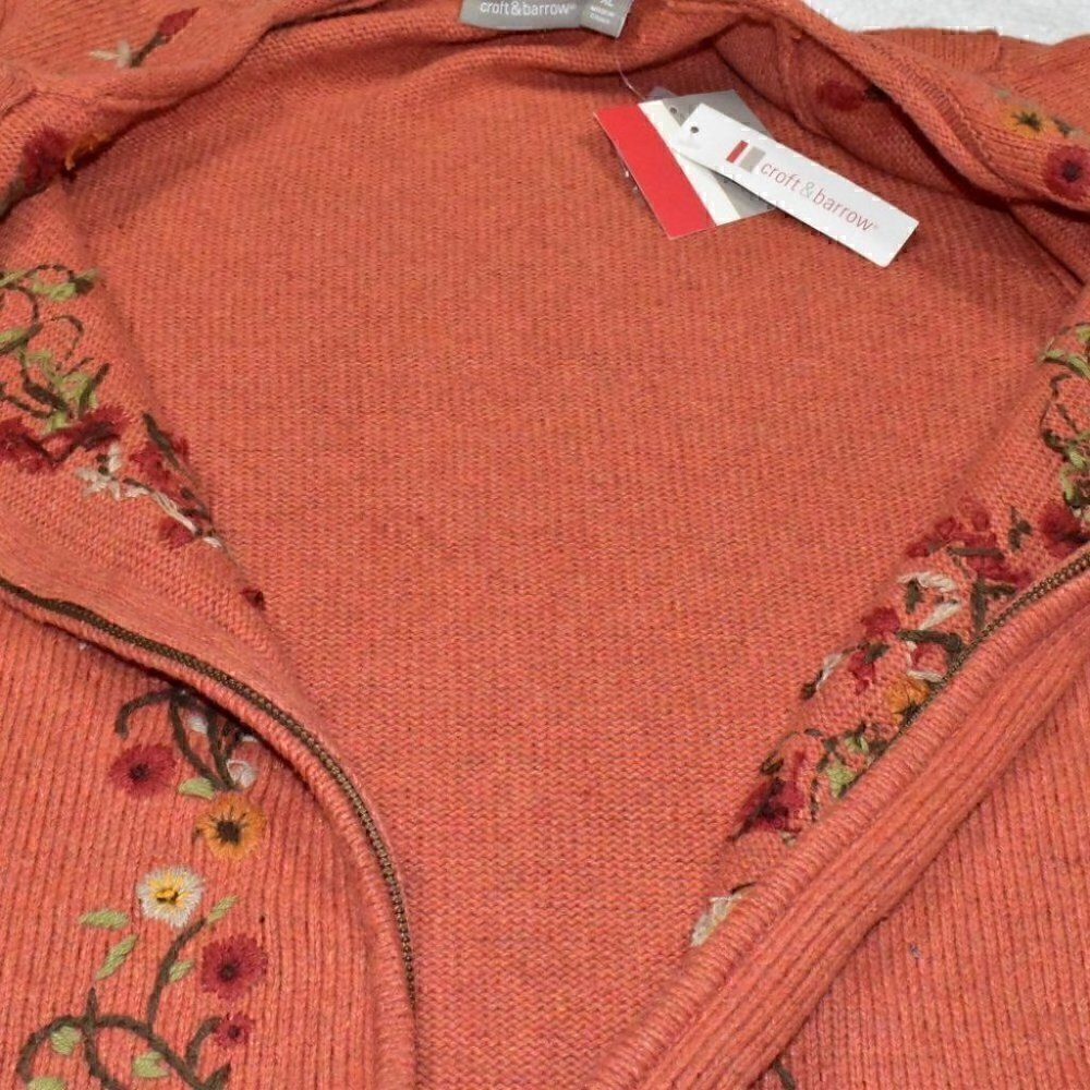 Croft & Barrow Womens Long Sleeve Embroidered Cardigan Sweater Size XL - Picture 9 of 11